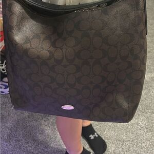 Coach Dark Brown Signature Shoulder Bag